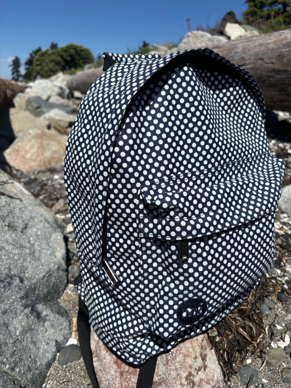 Mi-Pac Polka Dot Navy Backpack • Laptop Bag • Water-Resistant Travel • School - Picture 7 of 16